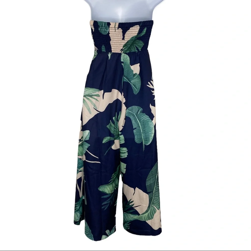 Lulus strapless navy print romper size M - Picture 2 of 4